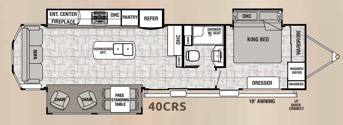 2018 Cedar Creek Cottage 40CRS Floorplan